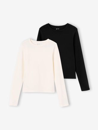 Jonen 2er-Pack Cropped-Shirts M&auml;dchen BASIC schwarz