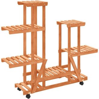 vidaXL Vidaxl - Portafiori con Ruote 95x25x101 cm in Legno Massello di Abete
