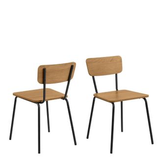 Furniture To Go Peru Dining Chair in Steel & Oak Set of 2 in Light Oak