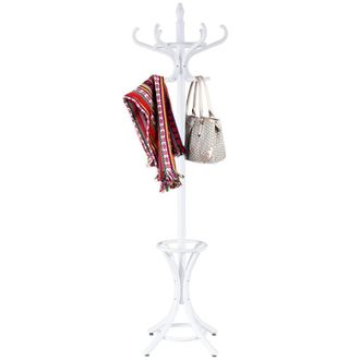 Costway Costway - Perchero De Pie Madera 184cm Perchero &Aacute;rbol Con Soporte 12 Perchas Para Colgar Ropa Sombrero Para Habitaci&oacute;n Hogar Oficina (blanco)
