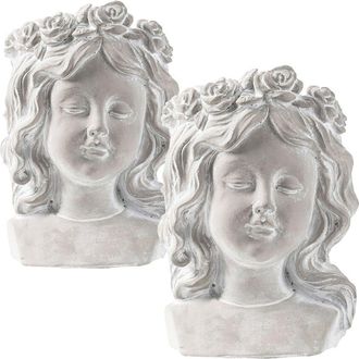 A&B Home Set Of 2 Cement Bust Wall Planter