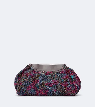 Dries Van Noten Small embellished leather-trimmed clutch