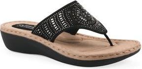 White Mountain Cienna Thong Sandal - Wide Width in Black Fabric at Nordstrom Rack, Size 6.5