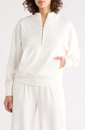 90 Degree by Reflex Scuba Ribbed Half Zip Pullover in White Dove at Nordstrom Rack, Size X-Large