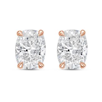 Diana M. Jewels 14Kt Rose Gold 8.00 cts Lab Grown Elongated Cushion Cut Diamond Studs