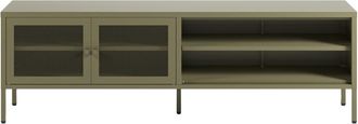 Rendez-Vous D&eacute;co Mueble de TV de metal verde caqui 2 puertas, 160 cm