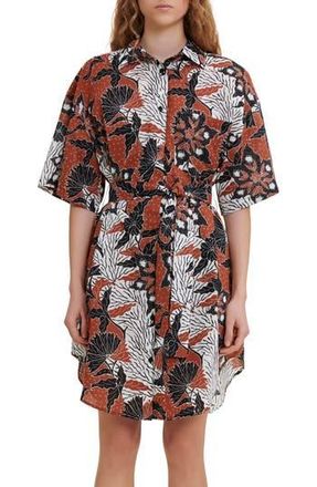 Maje Rodima Floral Print Shirtdress in Ethnic Terracotta at Nordstrom Rack, Size 4 Us / 36 Fr