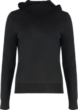 P.A.R.O.S.H. Luxe Wol Zijde Kasjmier Gebreide Hoodie - Dames - Hoodies - Zwart - XS - Wol - Hoodies & sweatvesten