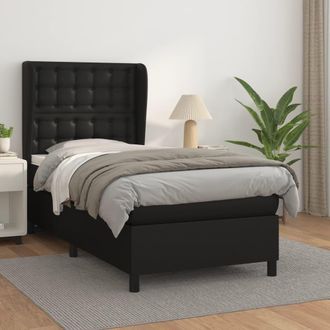vidaXL Cama Box Spring Con Colch&oacute;n Cuero Sint&eacute;tico Negro 80x200 Cm Vidaxl