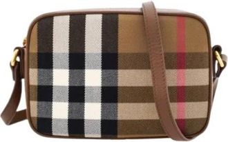 Burberry Grote Camera Tas - Dames - Schoudertassen - Bruin - ONE Size - Katoen - Tassen