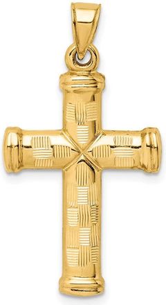 Diamond2Deal 14k Yellow Gold Hollow Diamond-cut Cross Pendant