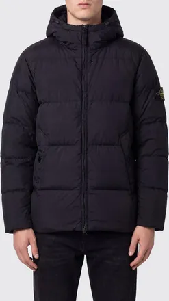 Stone Island Piumino in nylon impermeabile con cappuccio e logo Compass