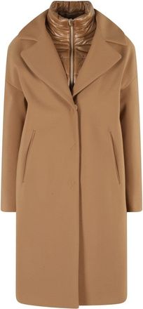 Herno Camel Puffer Coat With Bib Insert