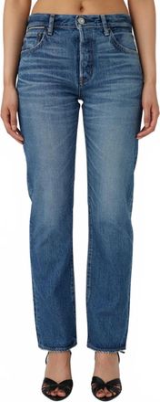 Moussy Vintage Chateau High Waisted Straight Jean In Blue
