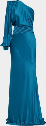 Zhivago Don & apos;t Look Now Draped One-Shoulder Satin Gown