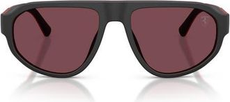 Ferrari 57mm Irregular Sunglasses in Black Matte Red Black at Nordstrom