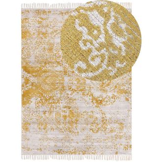 Beliani Beliani - Alfombra De Viscosa Amarillo Mostaza Beige 160 X 230 Cm Oriental Boyali