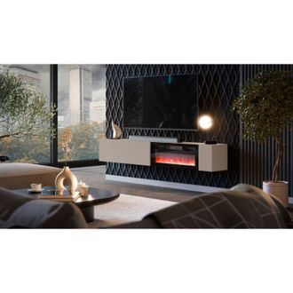 Dmora Mueble Para Tv Sindia, Un Estante, Modular, 4 Compartimentos, 200x29,8x30,5h Cm Beige