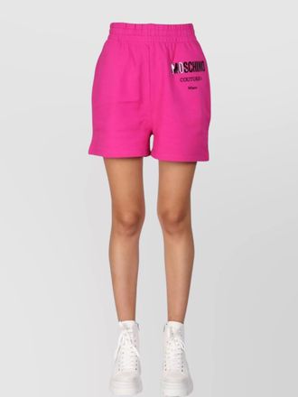 Moschino logo vinyl waistband shorts