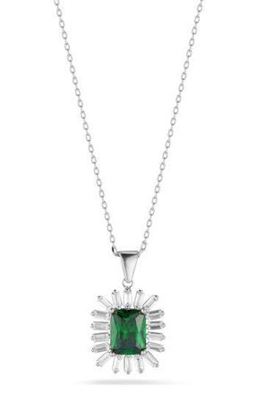 Sphera Milano Cubic Zirconia Halo Pendant Necklace in Green/Silver at Nordstrom Rack