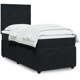 vidaXL Cama Box Spring Con Colch&oacute;n Terciopelo Negro 100x200 Cm Vidaxl