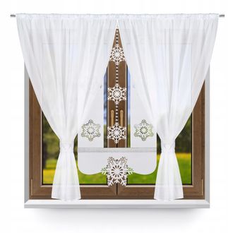 OEM Cortina Moderna R7, Juego Navide&ntilde;o, Panel Con Estampado De Copos De Nieve, 400 X 145