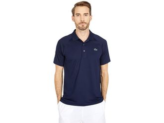 Lacoste Short Sleeve Sport Breathable Run-Resistant Interlock Polo Shirt Mens Clothing Navy Blue : 4 (MD), Polyester