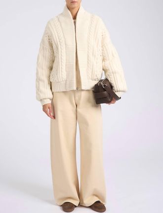 Parajumpers Nezuko Cardigan In Ivory Wool