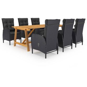 vidaXL Juego De Comedor De Jard&iacute;n 7 Piezas Negro Vidaxl