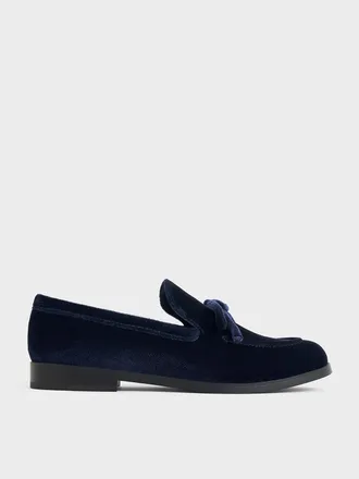 Charles & Keith Velvet Bow Loafers