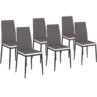 IDMarket Set Di 6 Sedie Da Pranzo Grigie Con Fascia Bianca Per Sala Romane