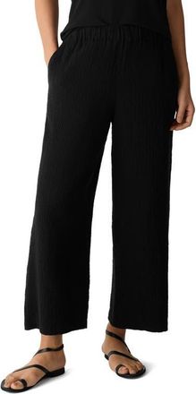Eileen Fisher Stretch Organic Cotton Ankle Lantern Pants in Black at Nordstrom, Size Xx-Small