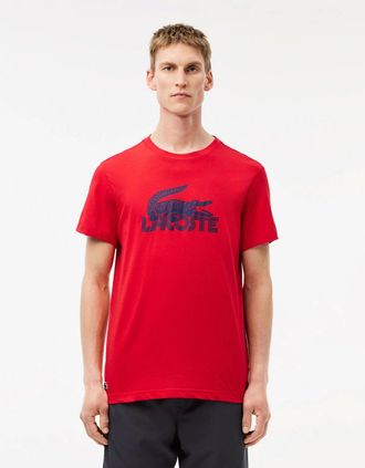 Lacoste Mens Ultra Dry Cotton Sport T-Shirt - Red/Multi - Size: 38