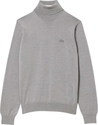 Lacoste Fine-Knit Grey Sweater With Turtleneck