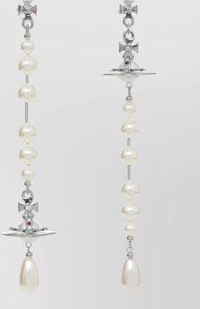 Vivienne Westwood crystal drop earrings pendant pearl detail