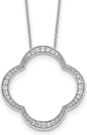 Diamond2Deal 14K White Gold 3/4 Ct Lab Grown Diamond Floral Pendant Necklace 18 Clarity VS, Color D-E