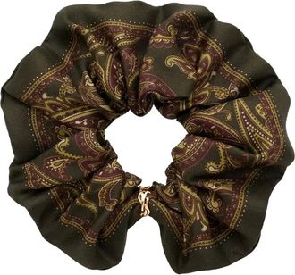 Saint Laurent Zijden scrunchie met patroon - Bruin