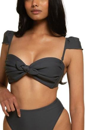 Montce Swim Cabana Cap Sleeve Bikini Top in Charcoal at Nordstrom Rack, Size Small
