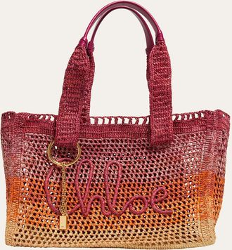 Chlo&eacute; Summer Banana Ombre Raffia Tote Bag