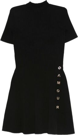 Maje Ribgebreide mini-jurk met knopen - Zwart