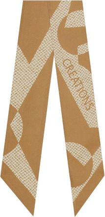 Ferragamo Foulard bandeau in seta con stampa Venna - Toni neutri