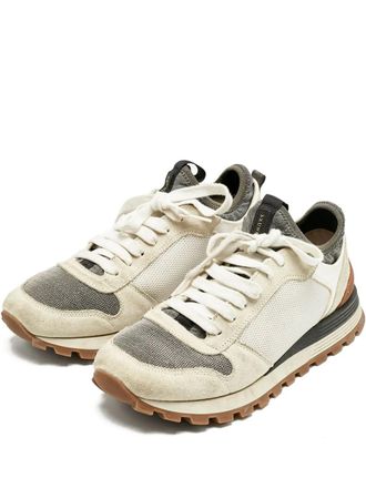 Brunello Cucinelli mesh suede sneakers - Grey