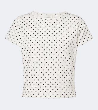 Poss&eacute; Tommy polka-dot cotton-blend jersey T-shirt
