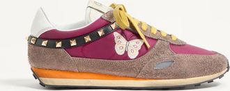Valentino Garavani Stud Up Trainer In Split Leather And Nylon With Butterfly Embroidery Man INSOLENT/MULTICOLOUR 40.5