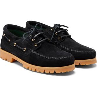 Vinny&rsquo;s Suede Boat Shoe in Black Suede at Nordstrom Rack, Size 8Us / 41Eu