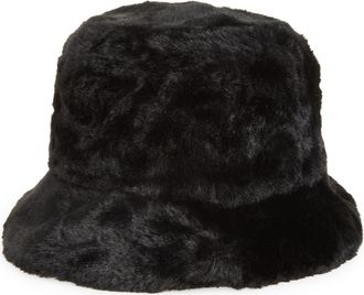 Tasha Faux Fur Bucket Hat in Black at Nordstrom Rack
