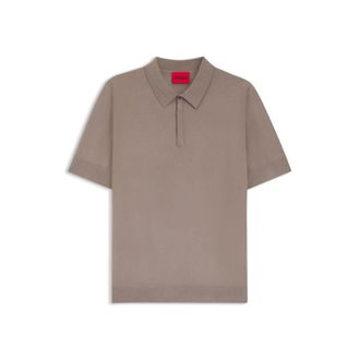 HUGO BOSS Knit polo sweater with covered placket