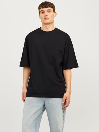 Jack & Jones Rundhalsshirt JACK & JONES JJECHARGE TEE O-NECK NOOS, Herren, Gr. XS, schwarz, Jersey, Obermaterial: 100% Baumwolle, unifarben, oversize Po-bedeckend,