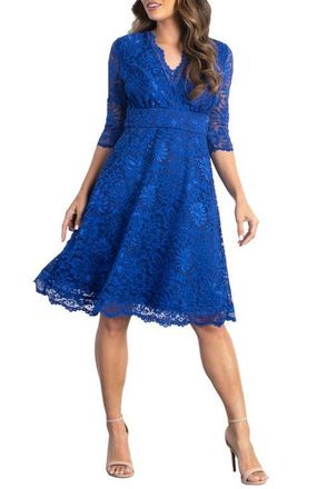 Kiyonna Mademoiselle A-Line Lace Cocktail Dress in Sapphire at Nordstrom, Size X-Large