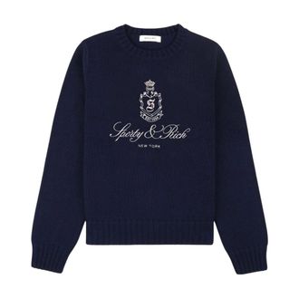 Sporty & Rich Dames, Truien, Blauw, Maat: L Katoen